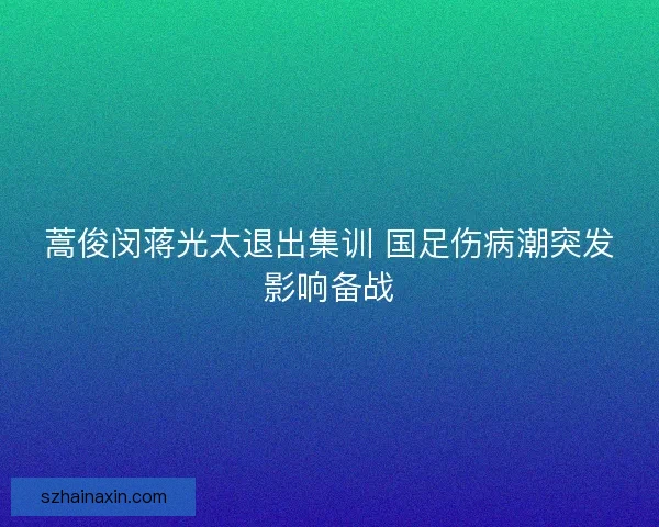 蒿俊闵蒋光太退出集训 国足伤病潮突发影响备战