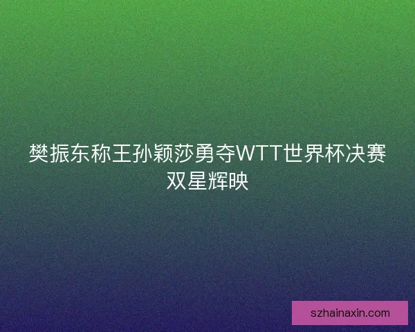 樊振东称王孙颖莎勇夺WTT世界杯决赛双星辉映